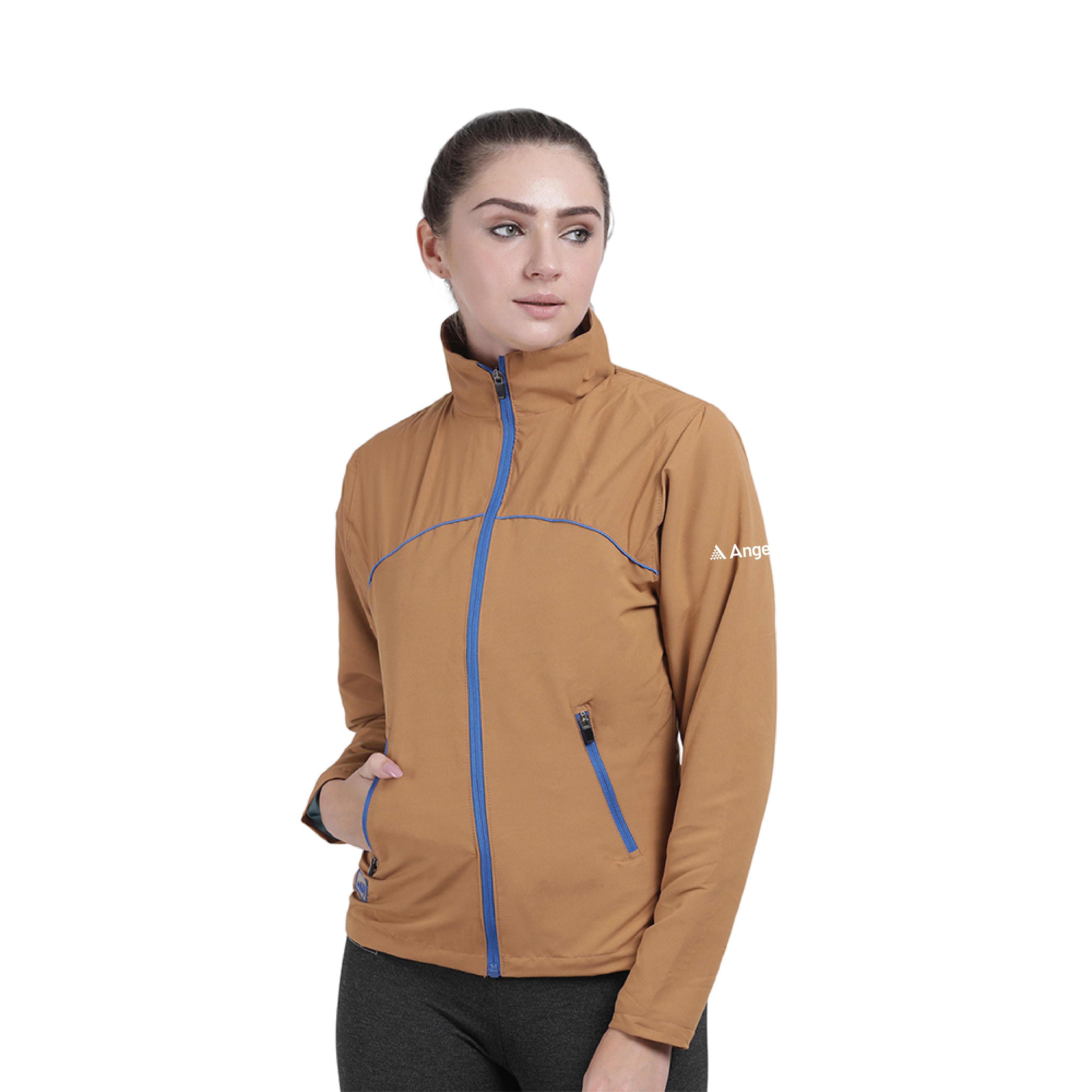 Plutus Women Solid Polyester Sports Jacket - Beige